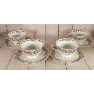 Black Knight Selb Bavaria BLK17 Cup and Saucer Set (s) LOT OF 4 Gold Trim